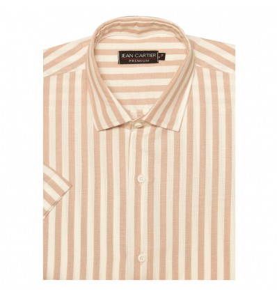 Camisa de lino a rayas M/C