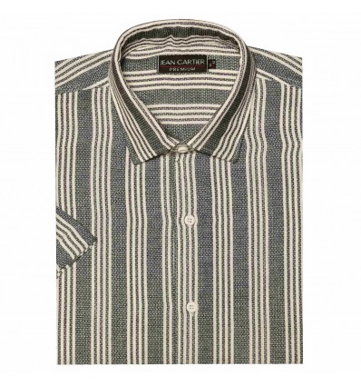 Camisa de lino a rayas M/C