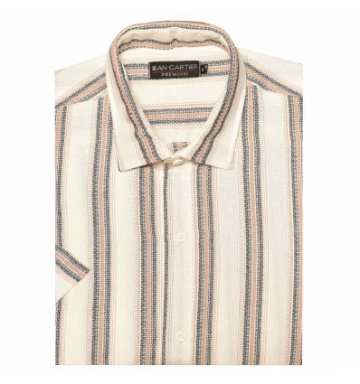 Camisa de lino a rayas M/C