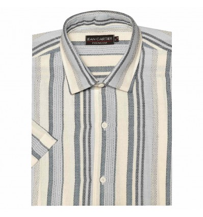 Camisa de lino a rayas M/C