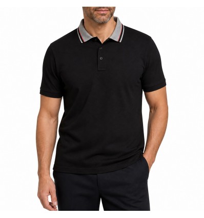 Chomba de jersey cuello combinado