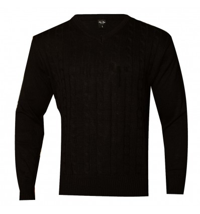 Sweater labrado trenzas escote "V"
