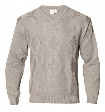 Sweater relieve rombos escote "V"