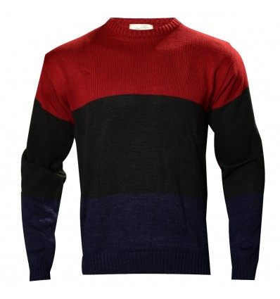 Sweater tricolor escote "O"