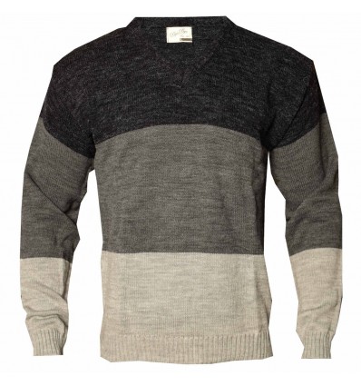 Sweater tricolor escote "V"